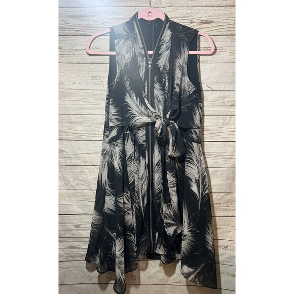 All Saints Jayda Feather Zip Front Dress Black Women’s Size XS $628 - Picture 5 of 7